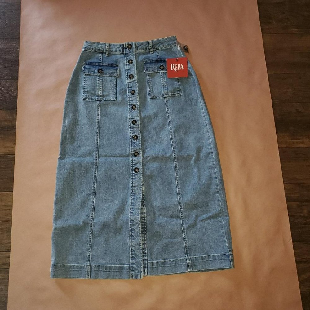 Reba Button Denim Skirt